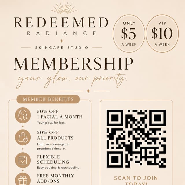 MEMBERSHIP at Redeemed Radiance Aesthetics & Cosmetic Injections in San Antonio, TX